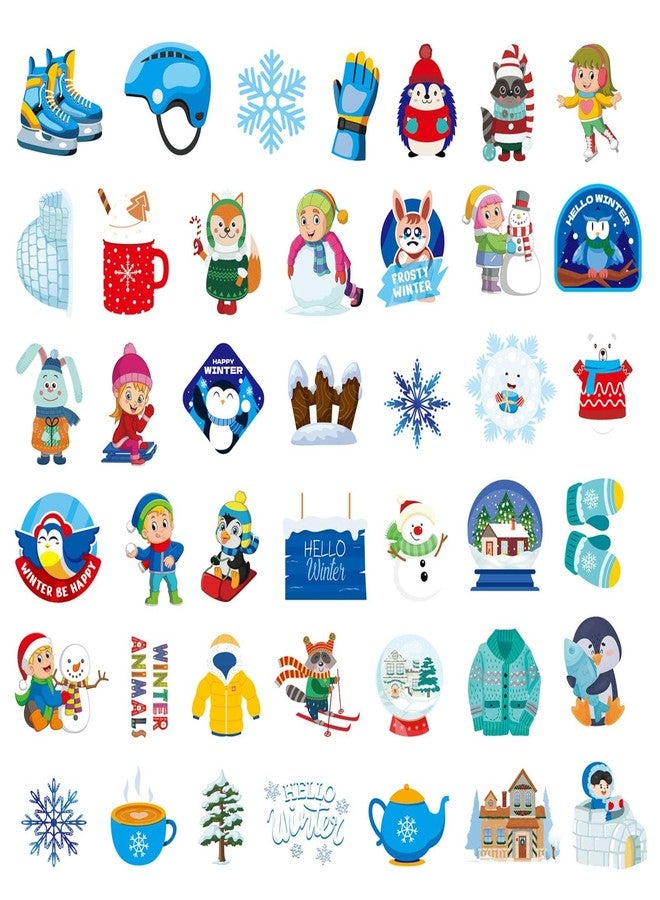 OTAITY 240 PCS Winter Stickers, Snowflake Stickers for Kids, Vinyl Waterproof Sticker for Water Bottle, Laptop, Phone, Hello Winter Sticker with Christmas Tree Snowman Snowflake Penguin - Image 4